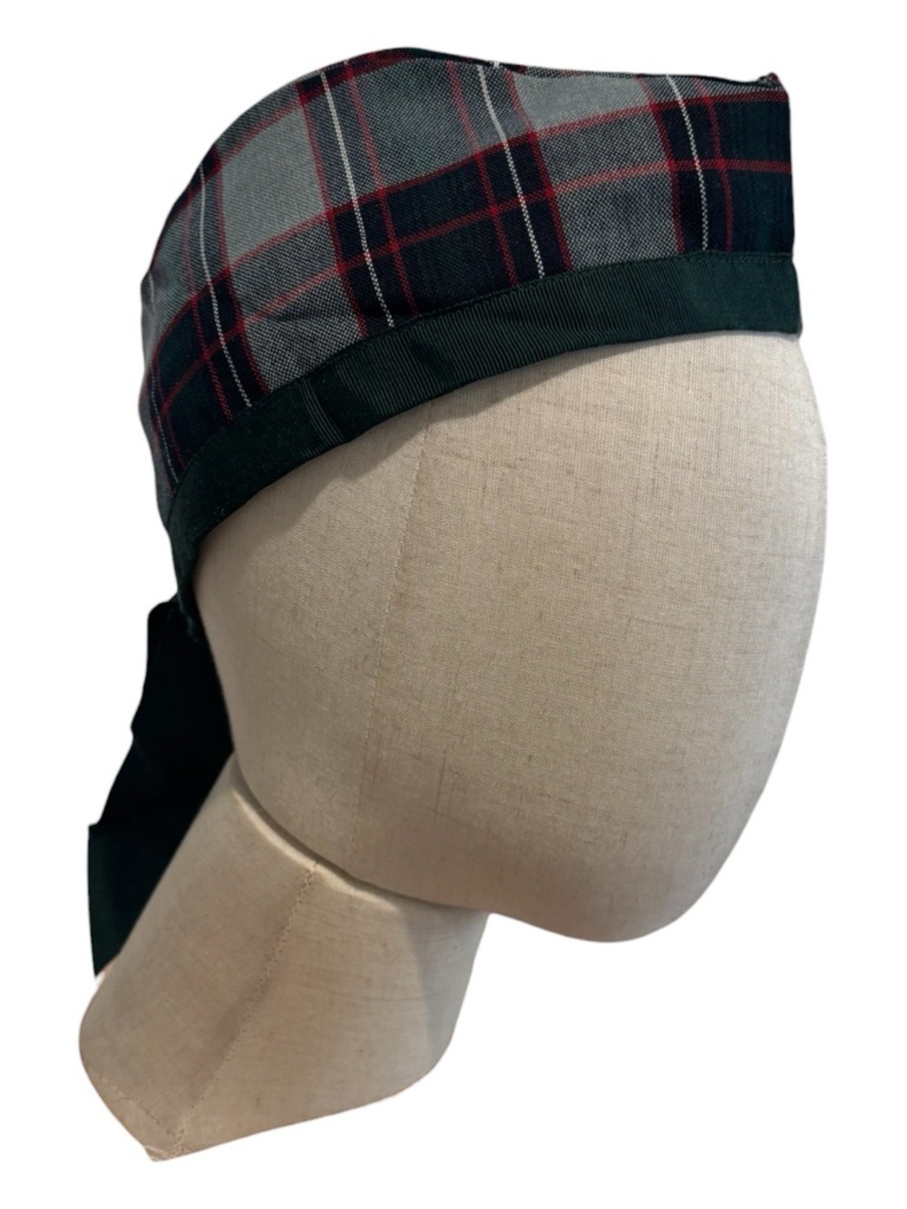 VTG SCOTTISH KILMARNOCK TARTAN CAP GREEN PLAID HUNTING TARTAN W GROSGRAIN TRIM - Picture 2 of 5